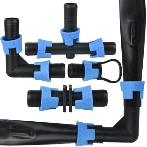 (Coudes-B-20pcs, 5/8'') 20 coudes en T de 16 mm (5/8") pour irrigation goutte à goutte, avec bouchon fileté ou raccord verrouillable, pour tuyau d'arrosage et d'agriculture à économie d'eau.