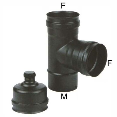 Coudière en inox T en 10 mm, bouchon noir, pellet 300 Maral