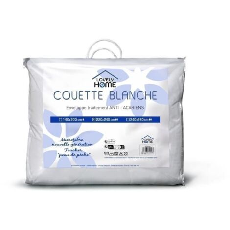 Couette 140 x 200 cm - LOVELY HOME - Légère - 280 g/m² - Anti-acariens - 1 personne - Blanche