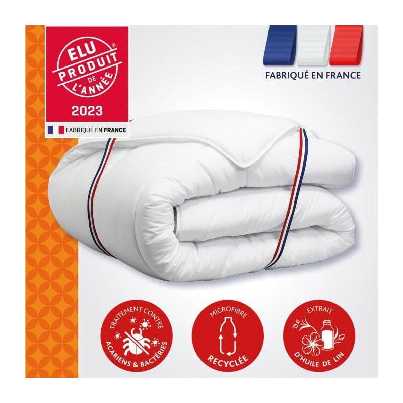 Dodo - Couette 140x200 cm champs de lin - Chaude - 450G/m² - Couette 1 personne -Douce et Chaude -Anti-acariens Antibactériens -