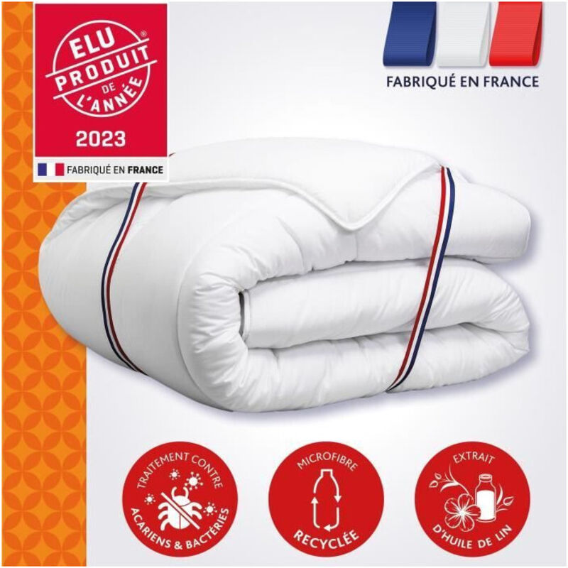 Dodo - Couette 200x200 cm champs de lin - Chaude - 450G/m² - Couette 1-2 personne-Douce et Chaude -Anti-acariens Antibactériens