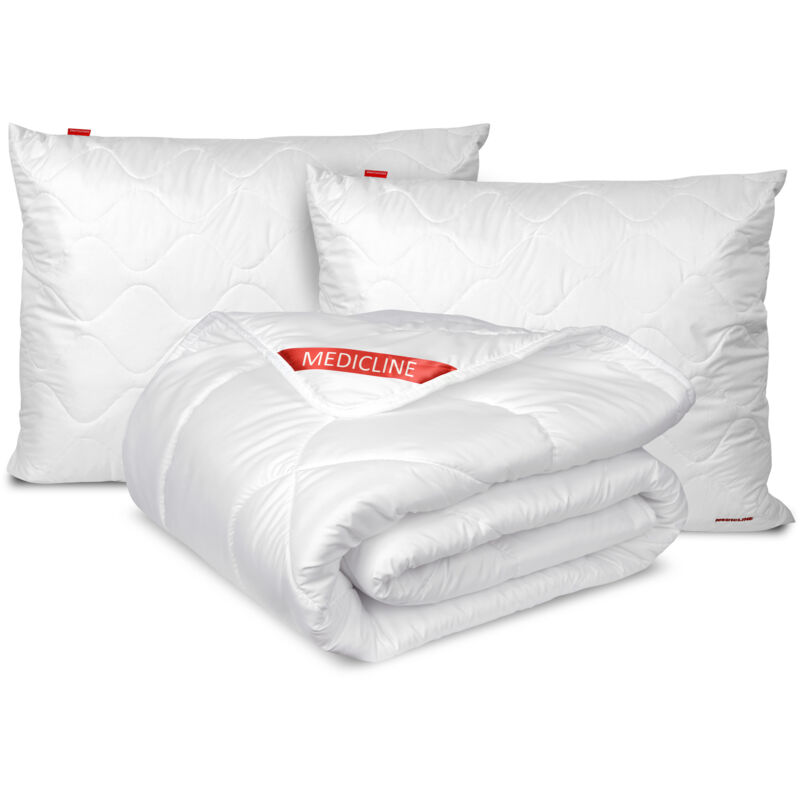 Couette 200x220 cm toute l'année antiallergique + 2x oreiller 70x80 cm silicone matelassé