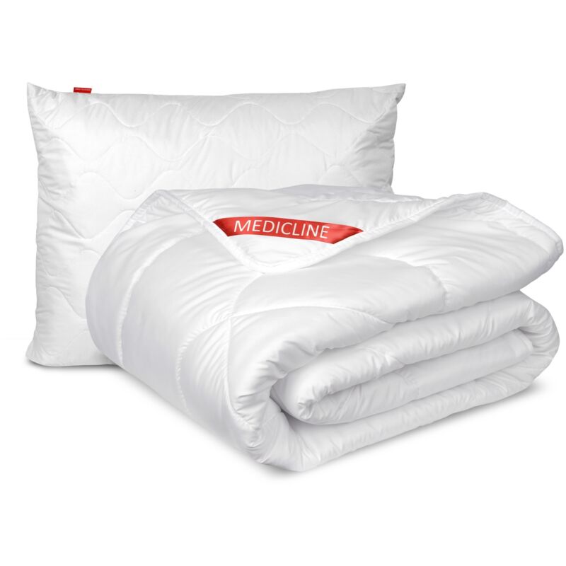 Couette 200x220 cm toute l'année antiallergique + oreiller 70x80 cm silicone matelassé