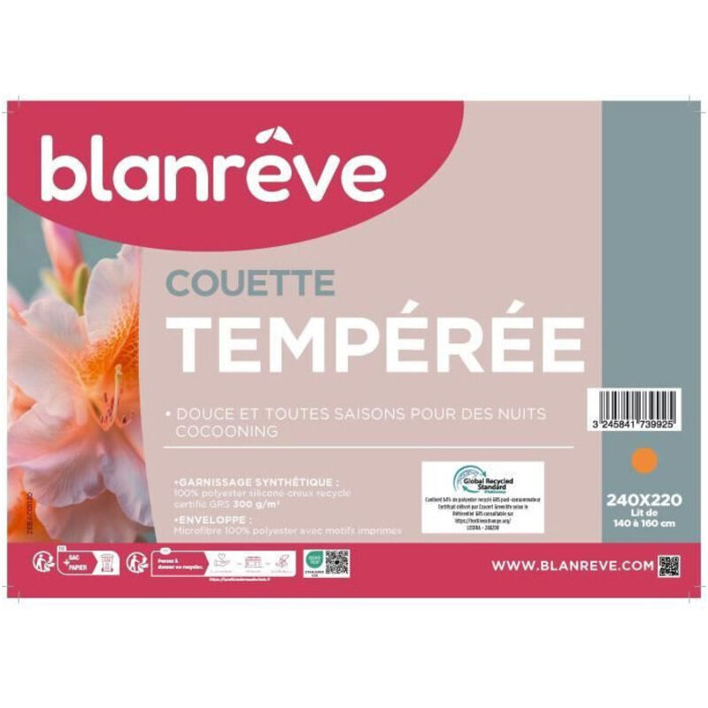 Couette - 240 x 220 cm - BLANREVE - Tempérée - 83g/m² - Motifs imprimés