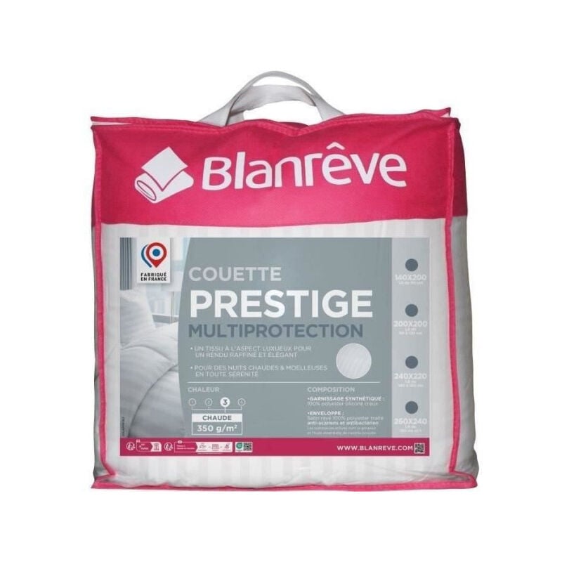 Couette 240x260 cm Blanreve prestige Multiprotection - 100% Polyester - 2 Personnes - Satin rayé