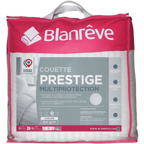 Couette 240x260 cm BLANREVE PRESTIGE Multiprotection - 100% Polyester - 2 Personnes - Satin rayé