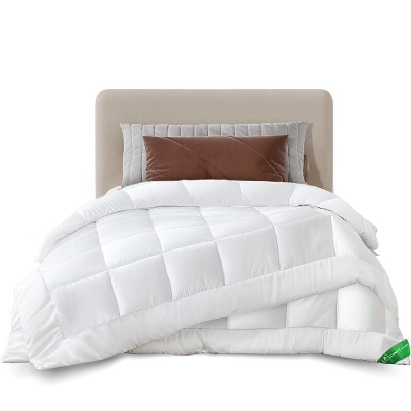 Vounot - Couette 4 saisons 155x200cm 500gsm blanc - Couette hiver 3 en 1 douce respirante en microfibre - Certifiée Oeko-Tex