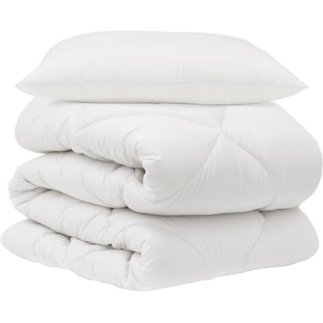 Couette avec oreiller 2 pcs Blanc Microfibre