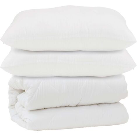 Couette avec oreiller 3 pcs Blanc Microfibre