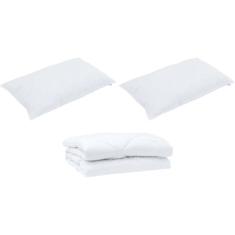 Couette avec oreiller 3 pcs，Duvet Blanc Microfibre CFW36361
