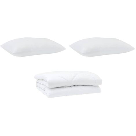 Couette avec oreiller 3 pcs，Duvet Blanc Microfibre CFW50369