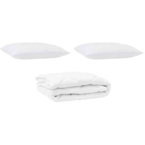 Couette avec oreiller 3 pcs，Duvet Blanc Microfibre CFW52468