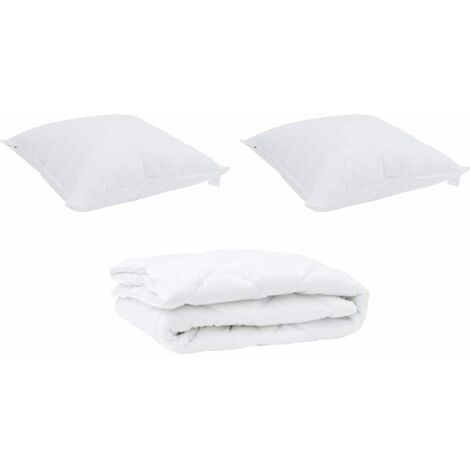 Couette avec oreiller 3 pcs，Duvet Blanc Microfibre CFW61557