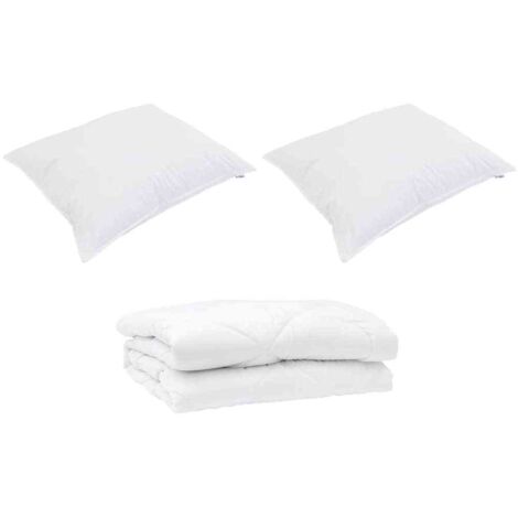 Couette avec oreiller 3 pcs，Duvet Blanc Microfibre CFW62961