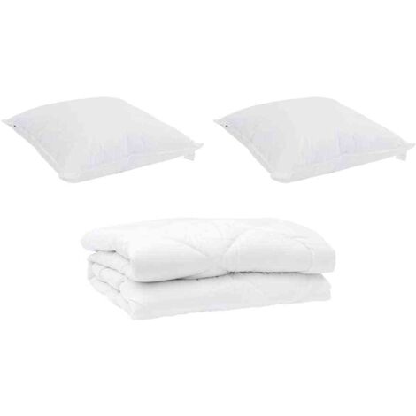 Couette avec oreiller 3 pcs，Duvet Blanc Microfibre CFW81678