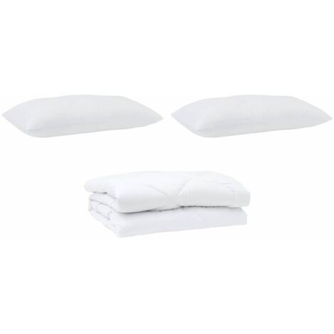 Couette avec oreiller 3 pcs，Duvet Blanc Microfibre CFW92365