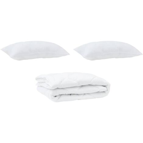 Couette avec oreiller 3 pcs，Duvet Blanc Microfibre CFW96552