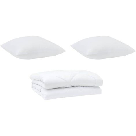 Couette avec oreillers avec oreiller 3 pcs，Duvet Blanc Microfibre CFW70547