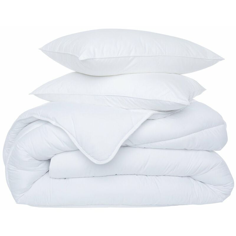 Couette Blance 2 places 220 x 240 cm 'Fabrication Française' avec 2 Oreillers 50 x 70 cm