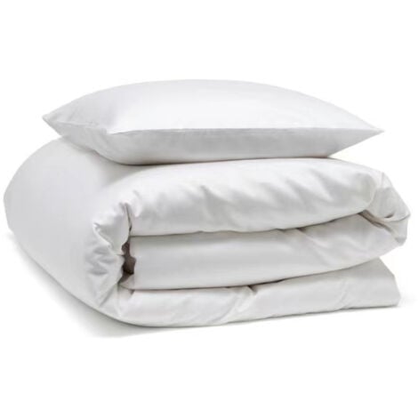 Couette Blanche de 140 x 200 cm avec Oreiller de 60 x 60 cm - pour une places de matelas