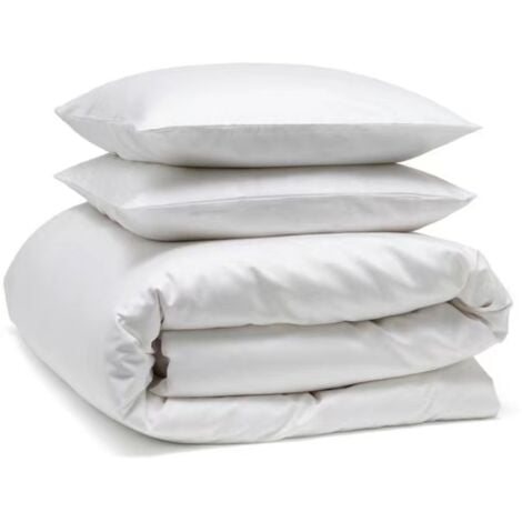 Couette Blanche de 220 x 240 cm avec deux Oreillers 60 x 60 cm - pour deux places de matelas