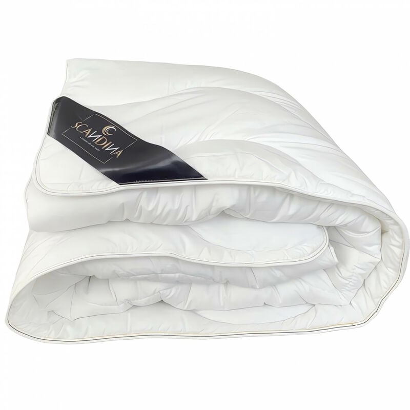 Couette blanche en coton 140X200 cm thermoregulante, par Scandina. Fabrication française.