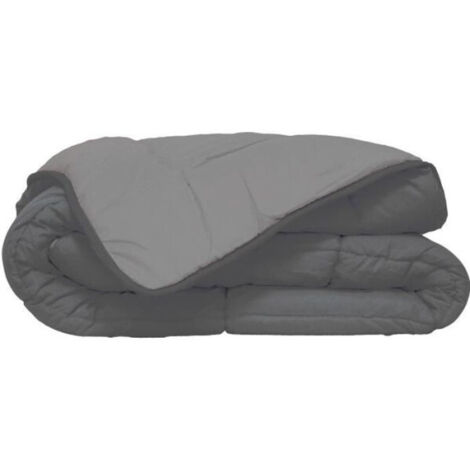 Couette chaude 140x200 cm en microfibre 100% polyester – Garnissage fibres creuses siliconées – Grammage 400 gr/m² – Couleur gris argenté