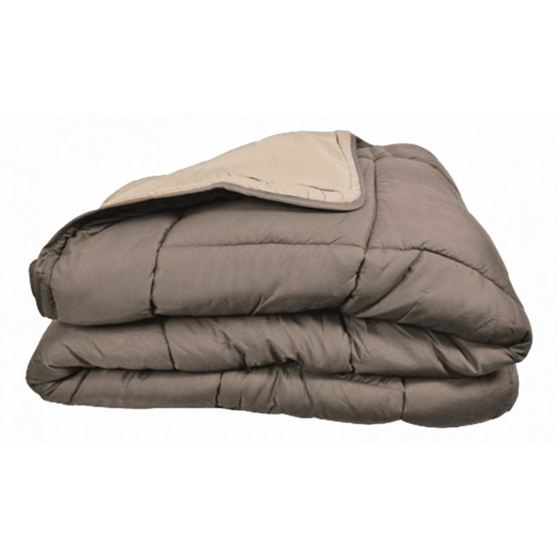 Toison D'or - Couette chaude Bicolore Gamme Microfibre 'Cocoon Non feu - Norme nf en iso 12952' toutes dimensions Cocoon Taupe Lin - 160 x 220 cm