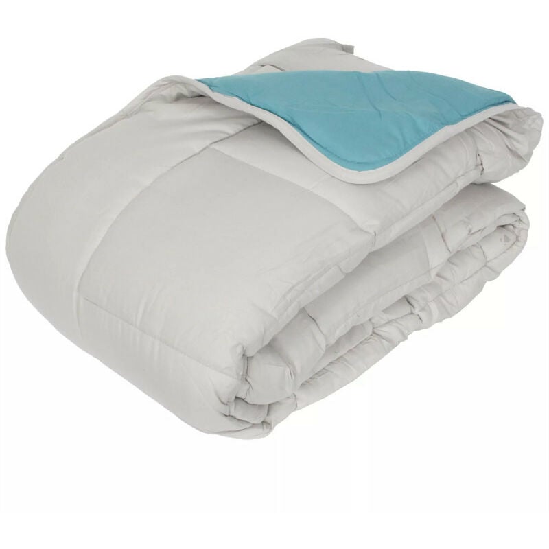 Toison D'or - Couette chaude Bicolore Gamme Microfibre 'Cocoon Non feu - Norme nf en iso 12952' toutes dimensions Cocoon Galet Lac - 220 x 240 cm