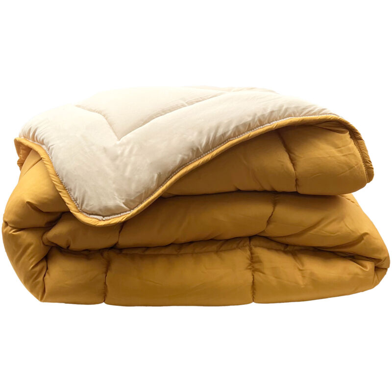 Couette chaude microfibre bicolore 400 gr/m2 Jaune 220x240 cm