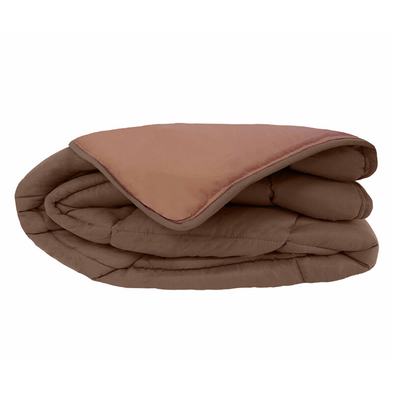 Couette chaude microfibre bicolore 400 gr/m2 Marron chocolat 240x260 cm