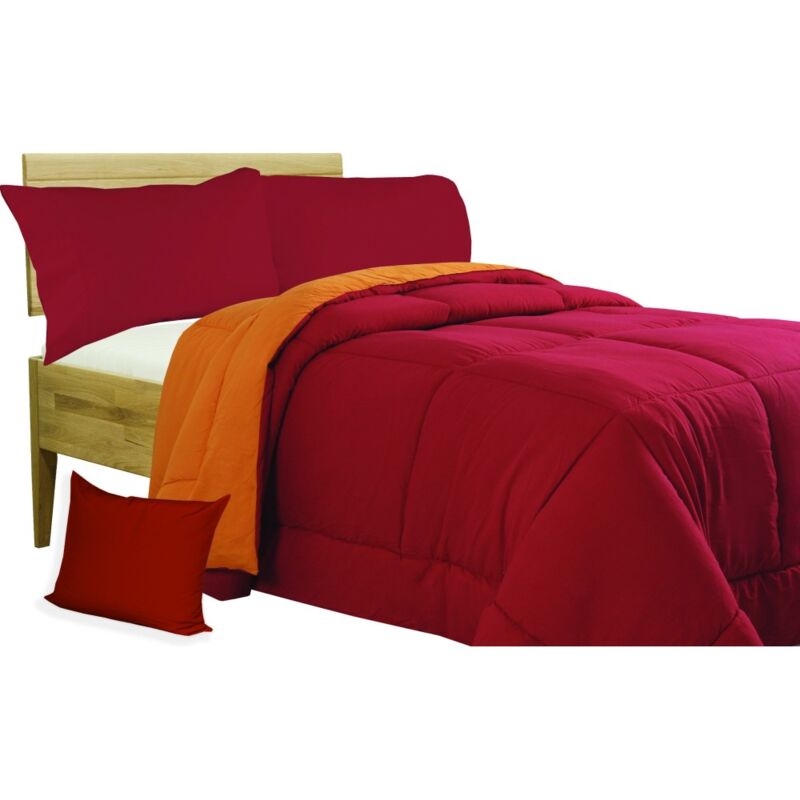 COUETTE COUETTE BX UNIE COULEUR BORDEAUX - ORANGE double face HIVER 350 GR. AVEC FEDERA ARREDO Lit Double 2 PLACES cm. 260x260
