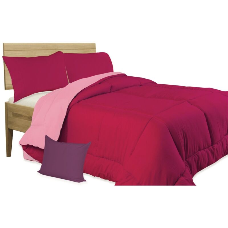 COUETTE COUETTE COUETTE UNIE FUCHSIA - ROSE double face HIVER 350 GR. AVEC FEDERA ARREDO Simple et demi cm. 220x260
