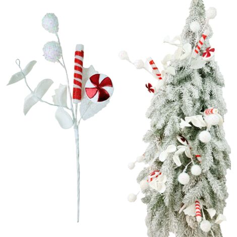 Couette de Noël - Branche de Noël faite de décorations sucrées 38 cm