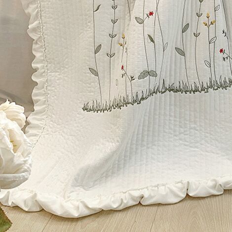 Couette d'été en coton et Tencel, motif brodé élégant, housse de couette blanche pure avec taies d'oreiller 48x74cm, literie rafraîchissante pour chambre.