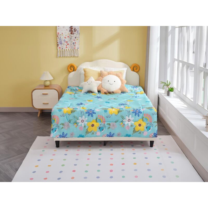 Vente-unique - Couette enfant légère imprimée à motifs floraux - 140 x 200 cm - Multicolore - dahlina