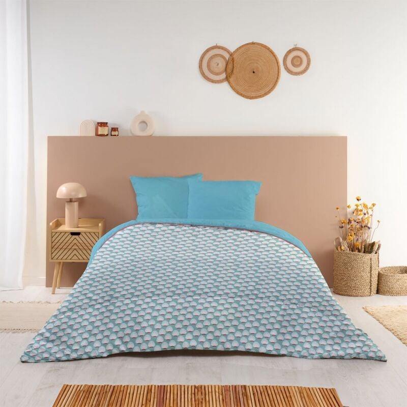 Bleu Calin - Couette imprimée Douceur - Chaude 350g/m2 - 140x200cm