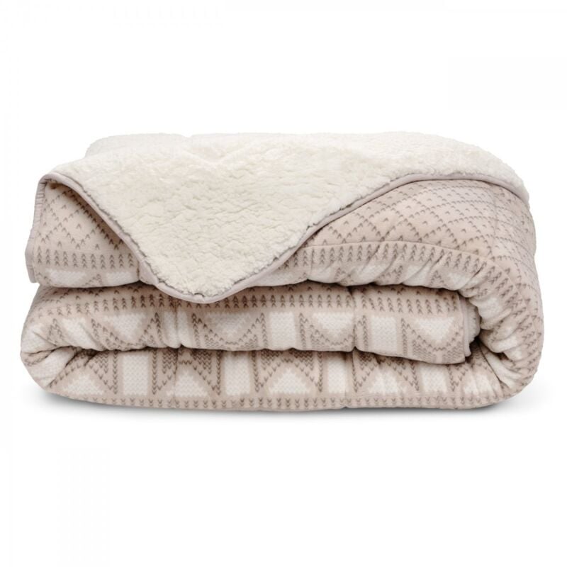 Bleu Calin - Couette imprimée sherpa polaire Chalet - Chaude 250g/m2 - 240x260cm
