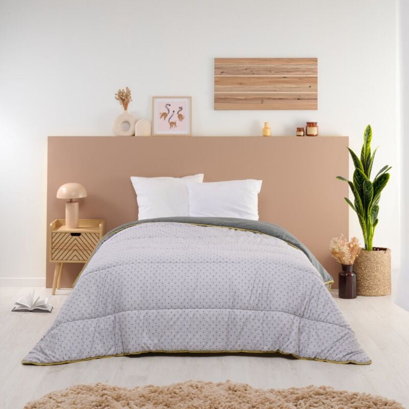 Bleu Calin - Couette imprimée Graphique - Chaude 350g/m2 - 140x200cm