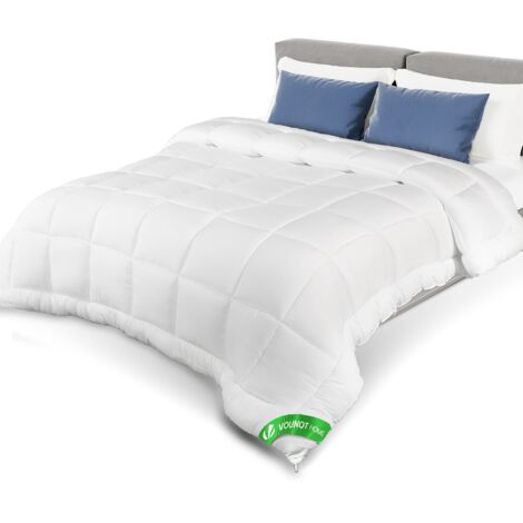 Couette légère 200x200cm 200gsm blanc - Couverture douce respirante en microfibre - Certifiée Oeko-Tex