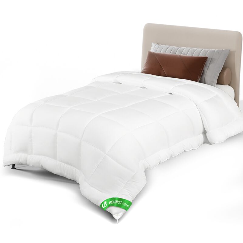 Couette légère 135x200cm 200gsm blanc - Couverture douce respirante en microfibre - Certifiée Oeko-Tex