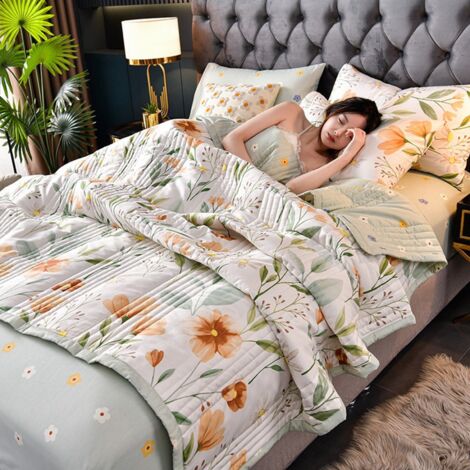 Couette légère été lavable 200x230cm - Duvet coton frais pour enfants et adultes
