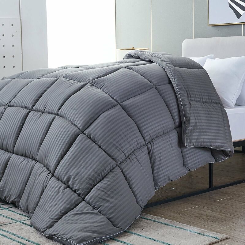 Sampur - Couette Luxe Grise : Tempérée 300 g/m² aération - 200x200 cm