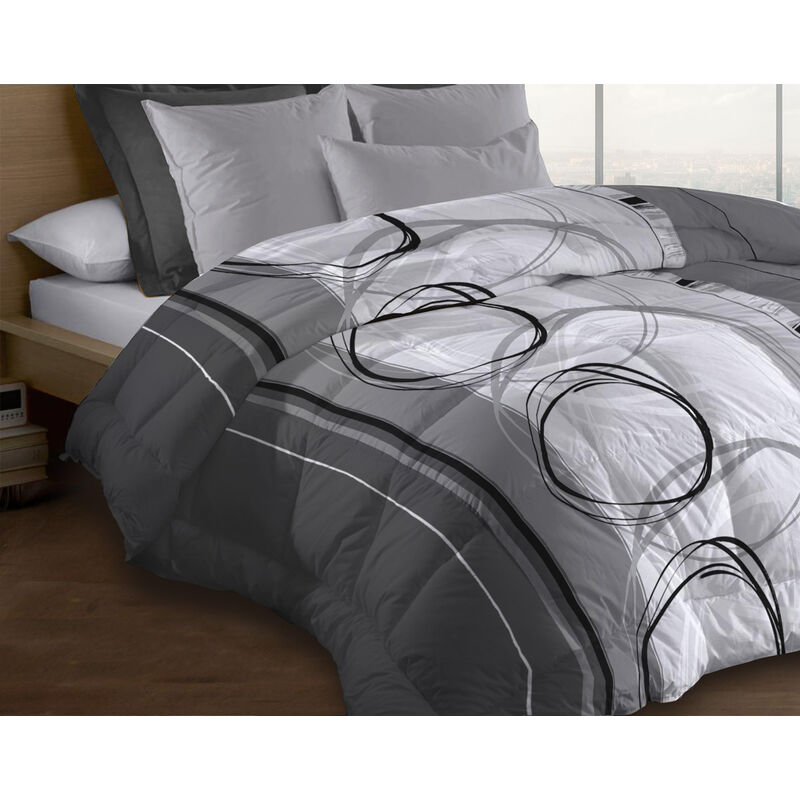 Couette microfibre 220x240 - Imprimée double-face - 550 grs/m2 - Roue libre gris