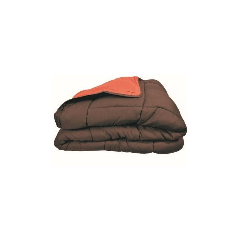 Poyet-motte - Couette chaude Microfibre 400 gr/m2 calgary Chocolat + Corail 220x240cm