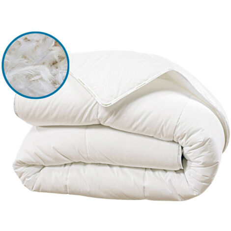 Couette Natura 240x260 cm – Duvet & plumes 30% duvet 70% plumettes – Très chaude 350 gr/m² – Enveloppe 100% coton percale – Olympe