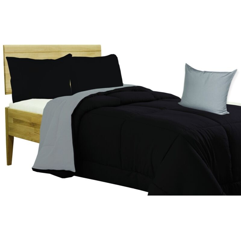 COUETTE NR COUETTE UNIE NOIR - GRIS double face HIVER 350 GR. Lit Double 2 PLACES cm. 260x260