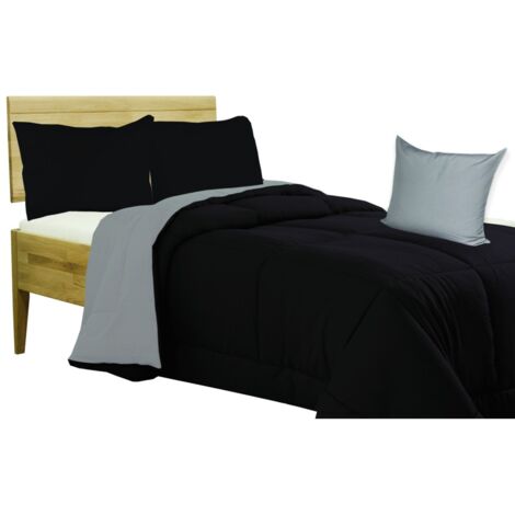 COUETTE NR COUETTE UNIE NOIR - GRIS double face HIVER 350 GR. Simple 1 SQUARE cm. 180 x 260 millimètre
