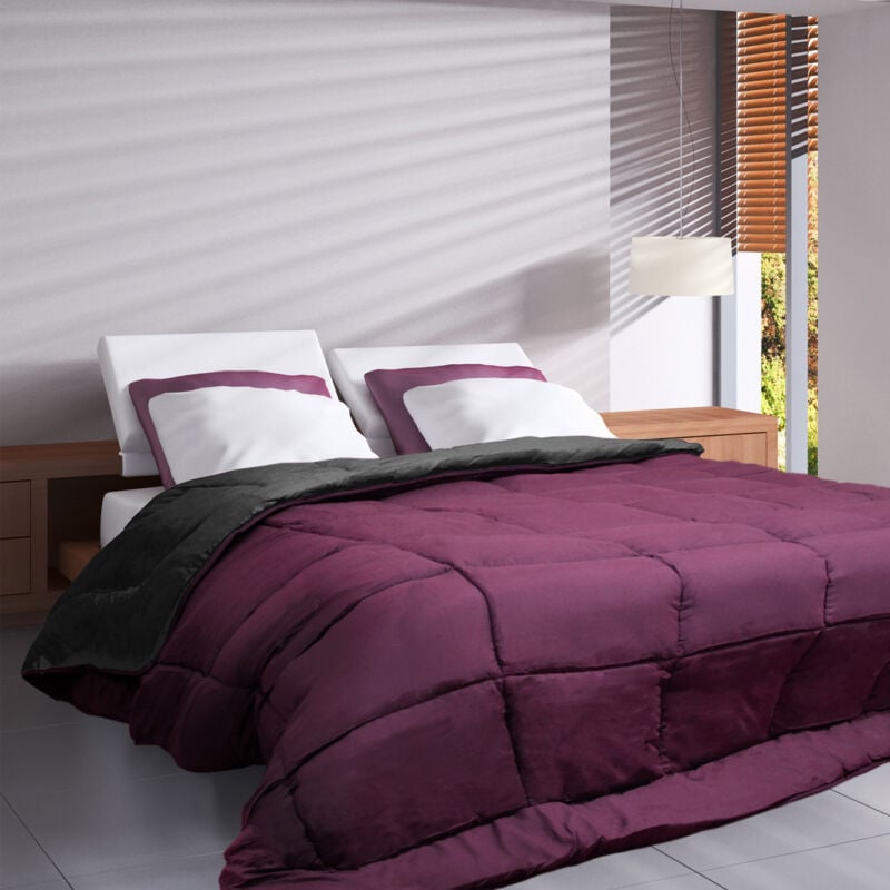Couette polyester cocoon bicolore fibre creuse siliconée Chaud (hiver) 200x200 cm