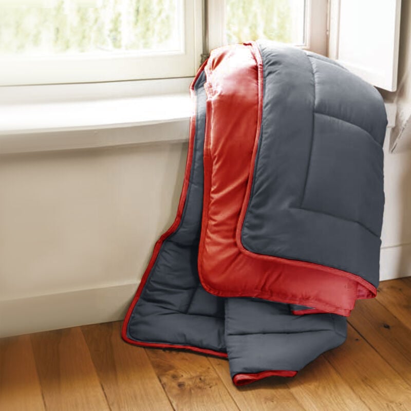 Couette polyester cocoon bicolore fibre creuse siliconée Léger (été) 140x200 cm